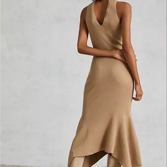 Anthropologie Mock Neck Midi Dress Tan size XL - Picture 3 of 15